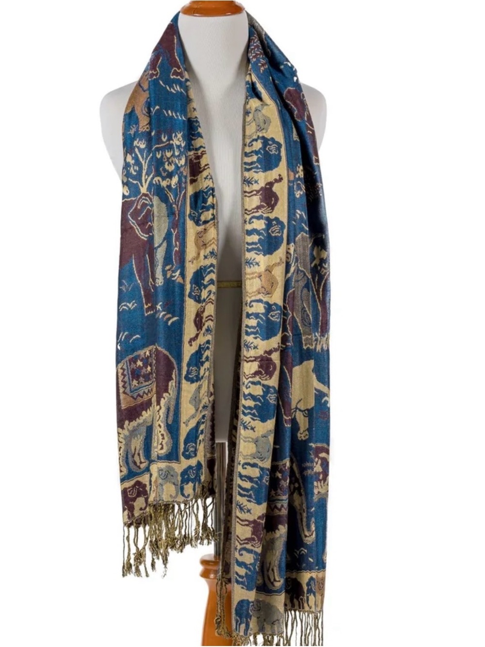 Blue Elephant Shawl -Wrap